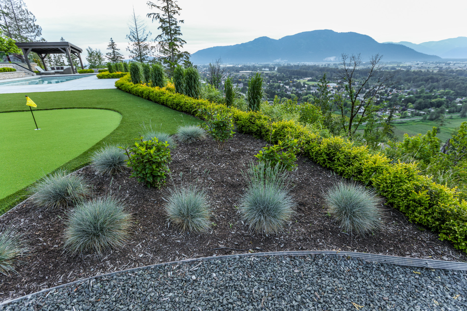 garden beds, plants and artificial turf